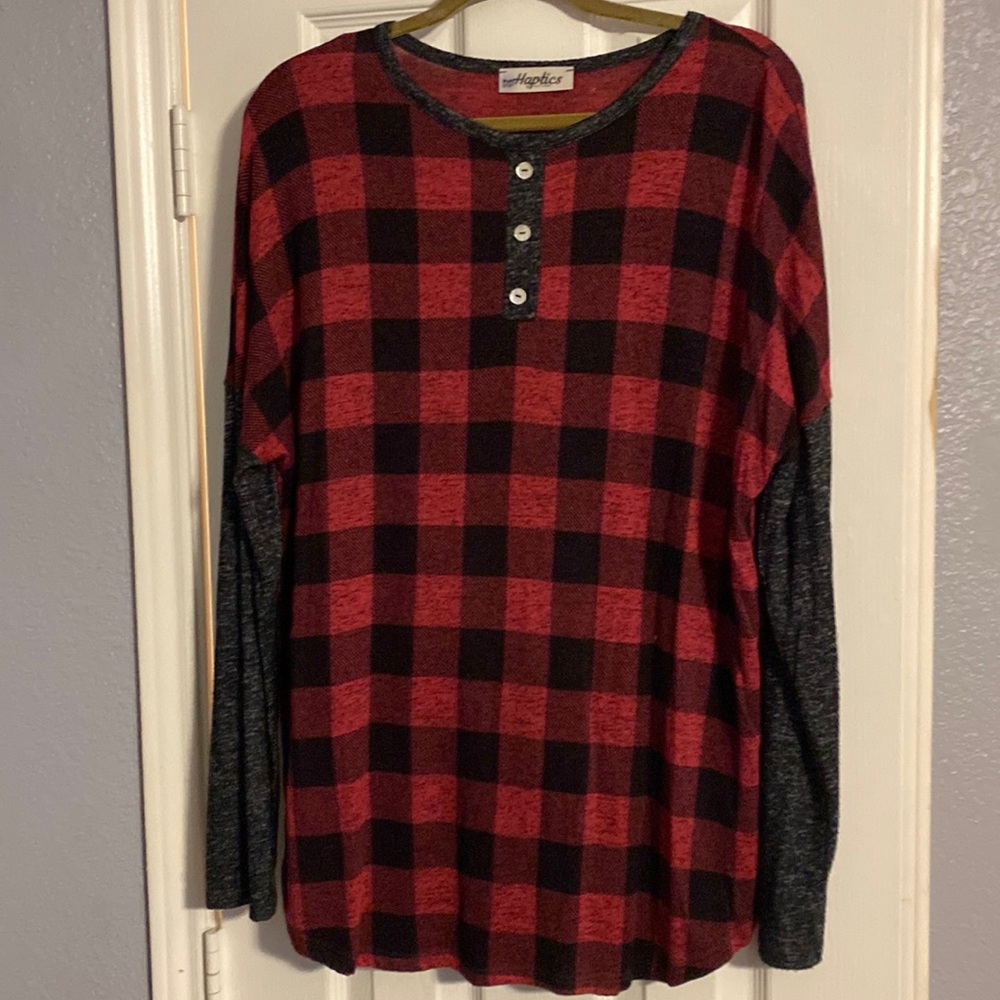 Haptics plaid long sleeve. Size large. Super soft.